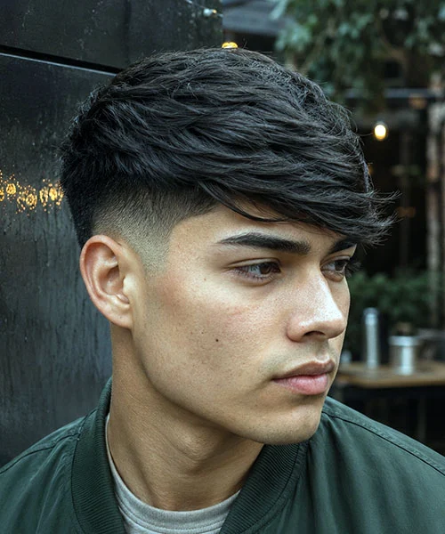 Side Swept Fringe with Low Fade
