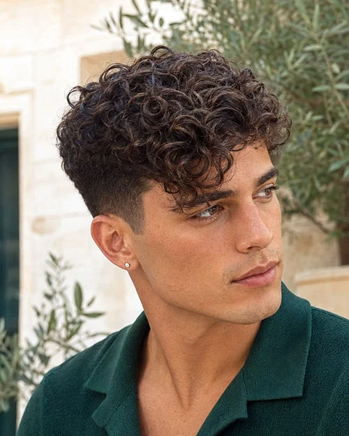 Curly Side Swept Fringe