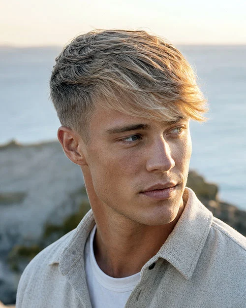 Blonde Side Swept Fringe