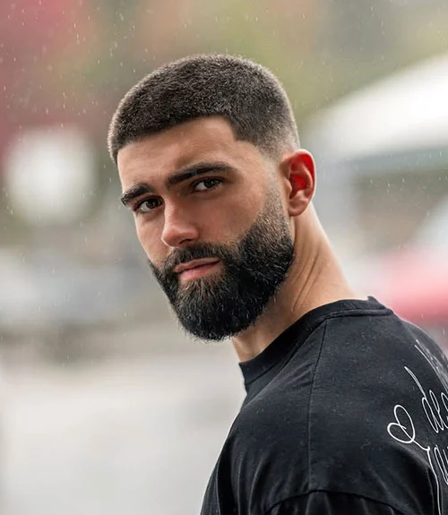 Long buzz cut for men, even clipper cut with extra length