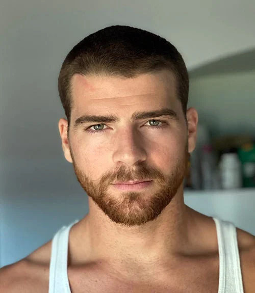 Classic buzz cut for men, timeless short haircut