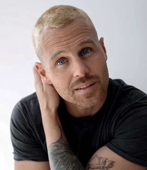 Blonde buzz cut for men