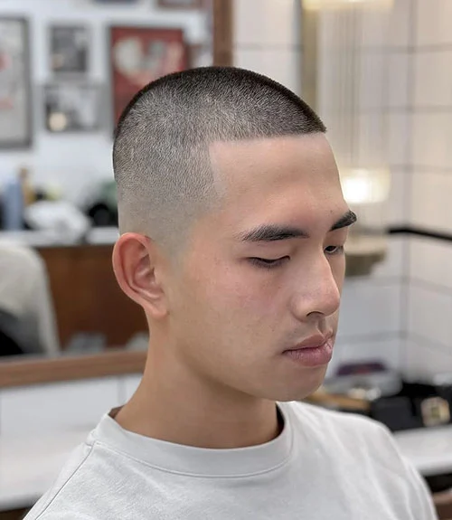 Buzz cut for Asian men, neat short haircut