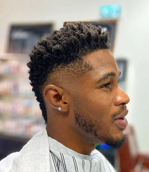 Faux hawk fade haircut for Black men