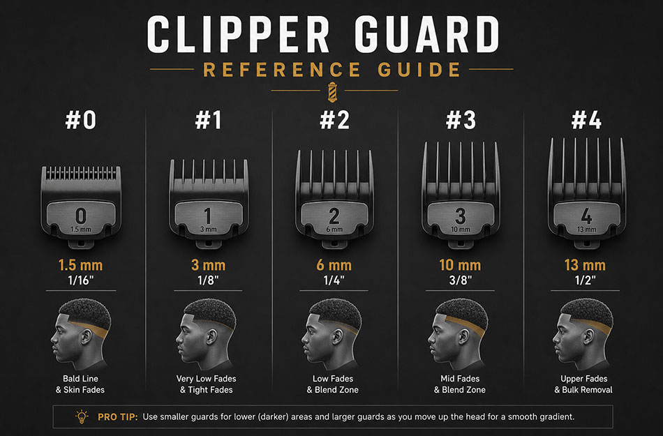 Clipper guard numbers chart for fade haircuts