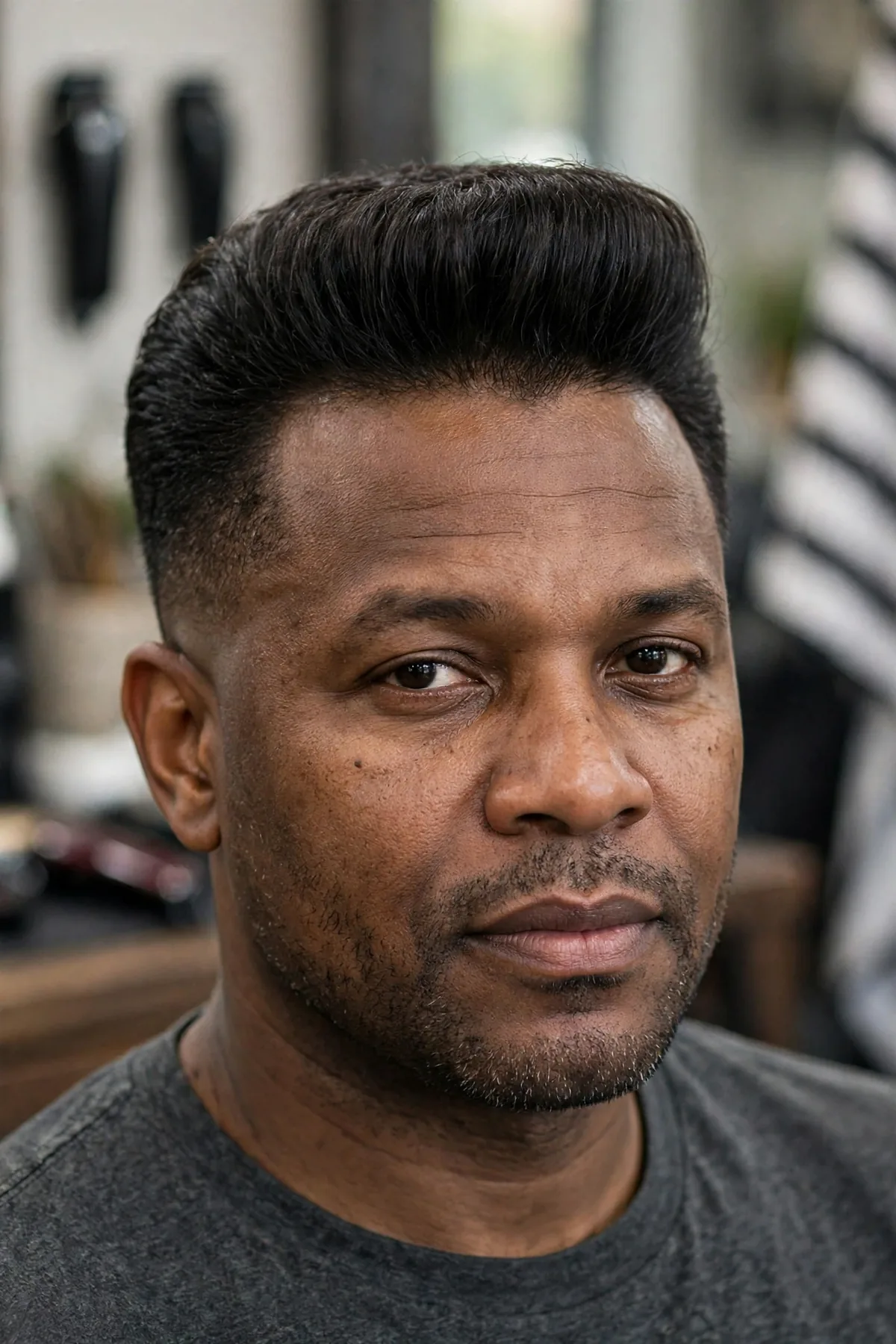 Pompadour haircut for men with dramatic height, retro mens haircuts