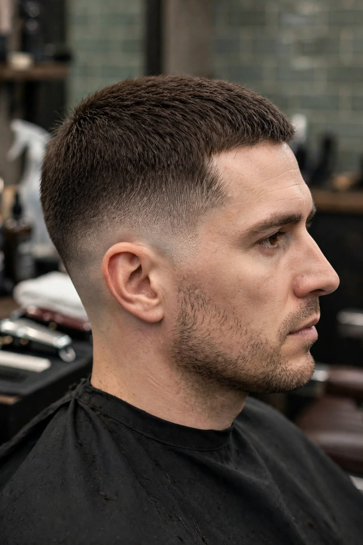 Tapered crew cut for men — classic crew cut with gradual tapered sides