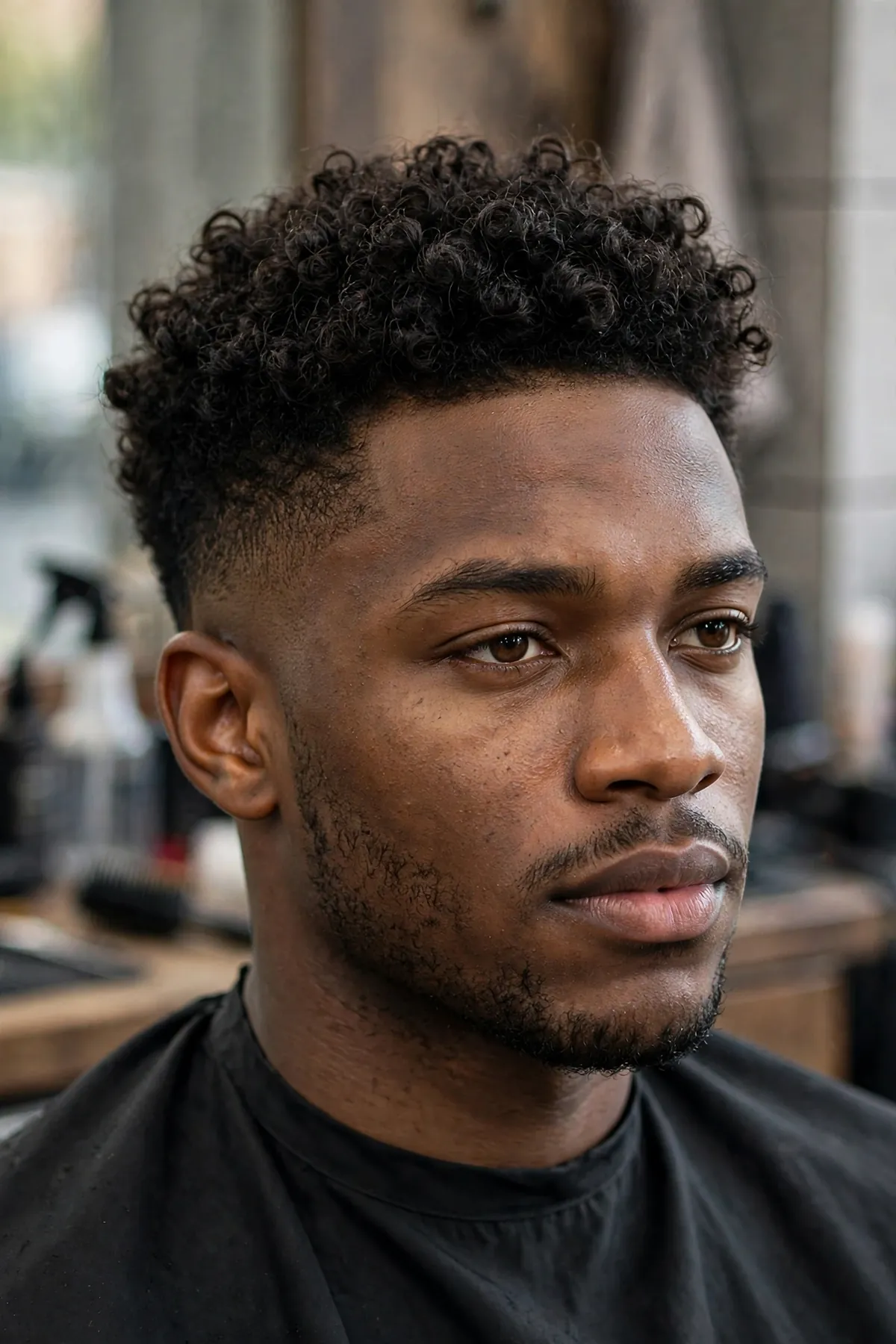 Curly taper haircut for men with natural curls on top, best mens haircuts for curly hair