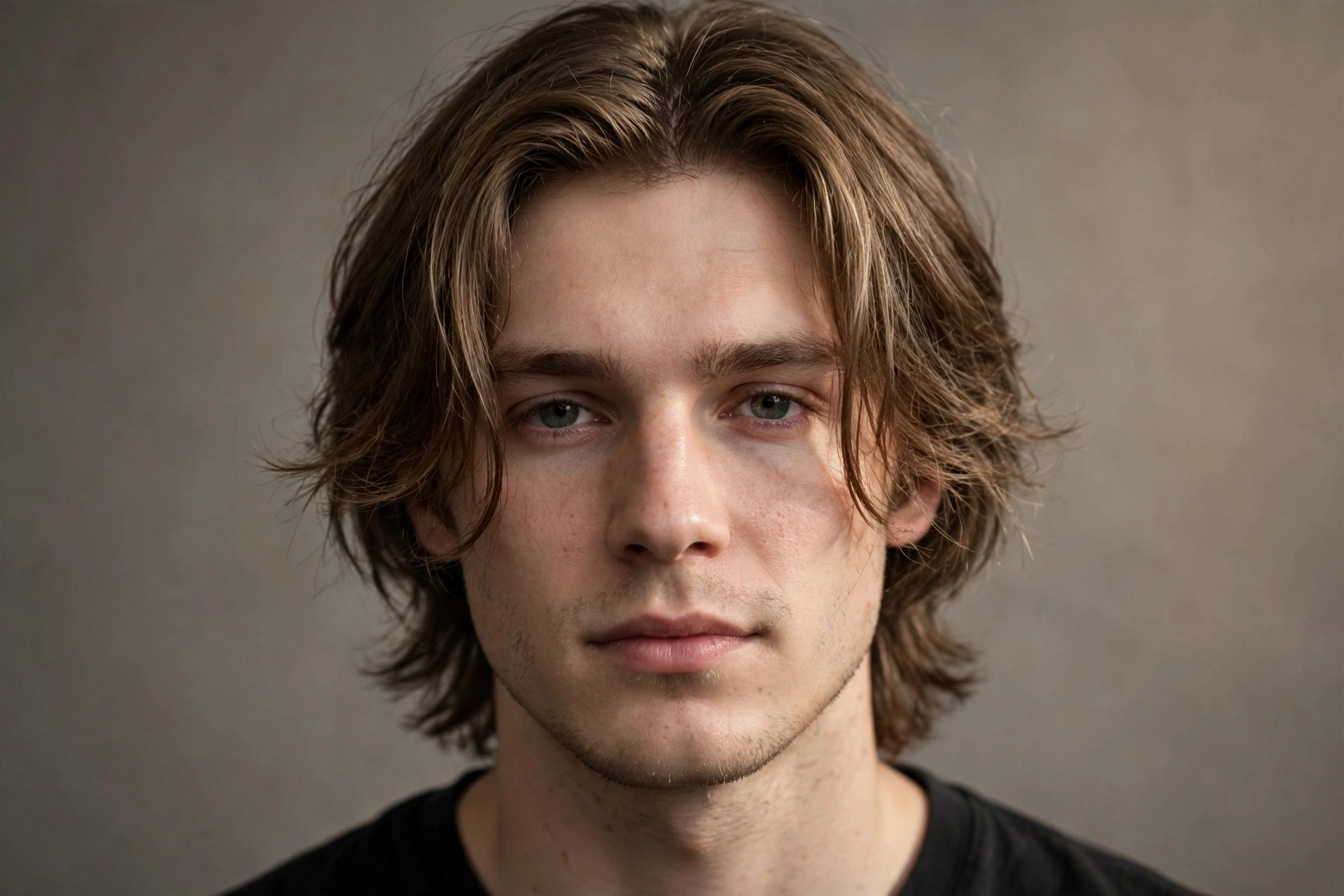 Middle-part messy curtain hairstyle