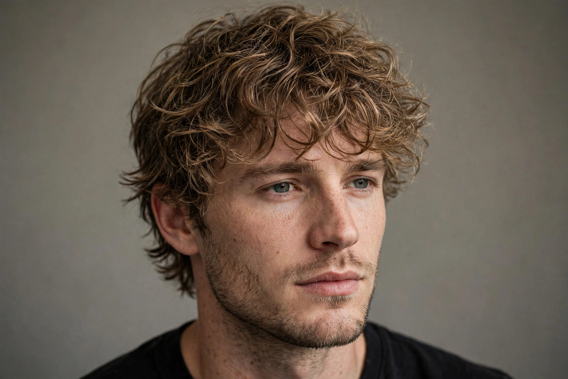 Tousled messy wavy hair
