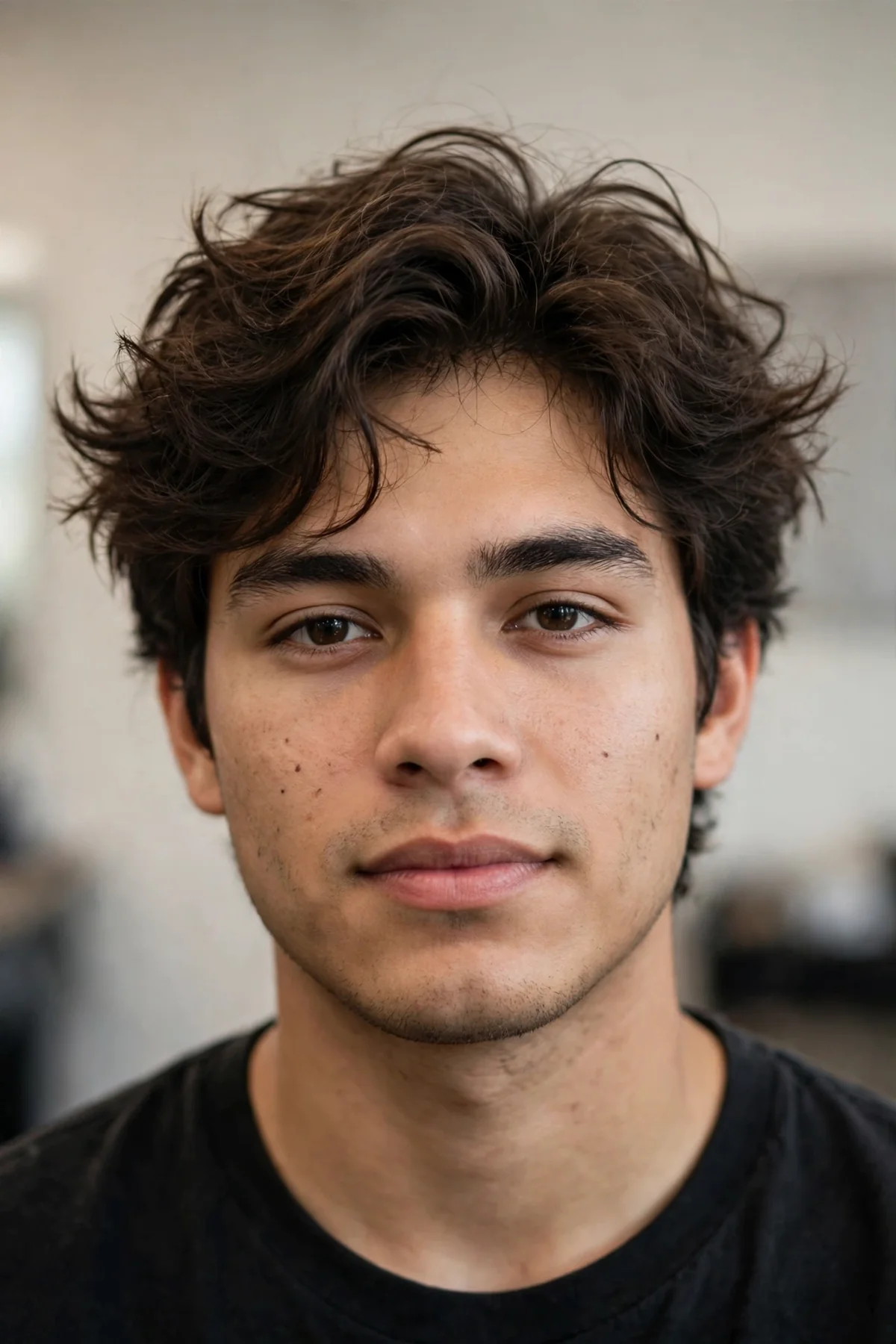 Messy flow hairstyle for men with tousled, textured layers and a carefree bedhead look