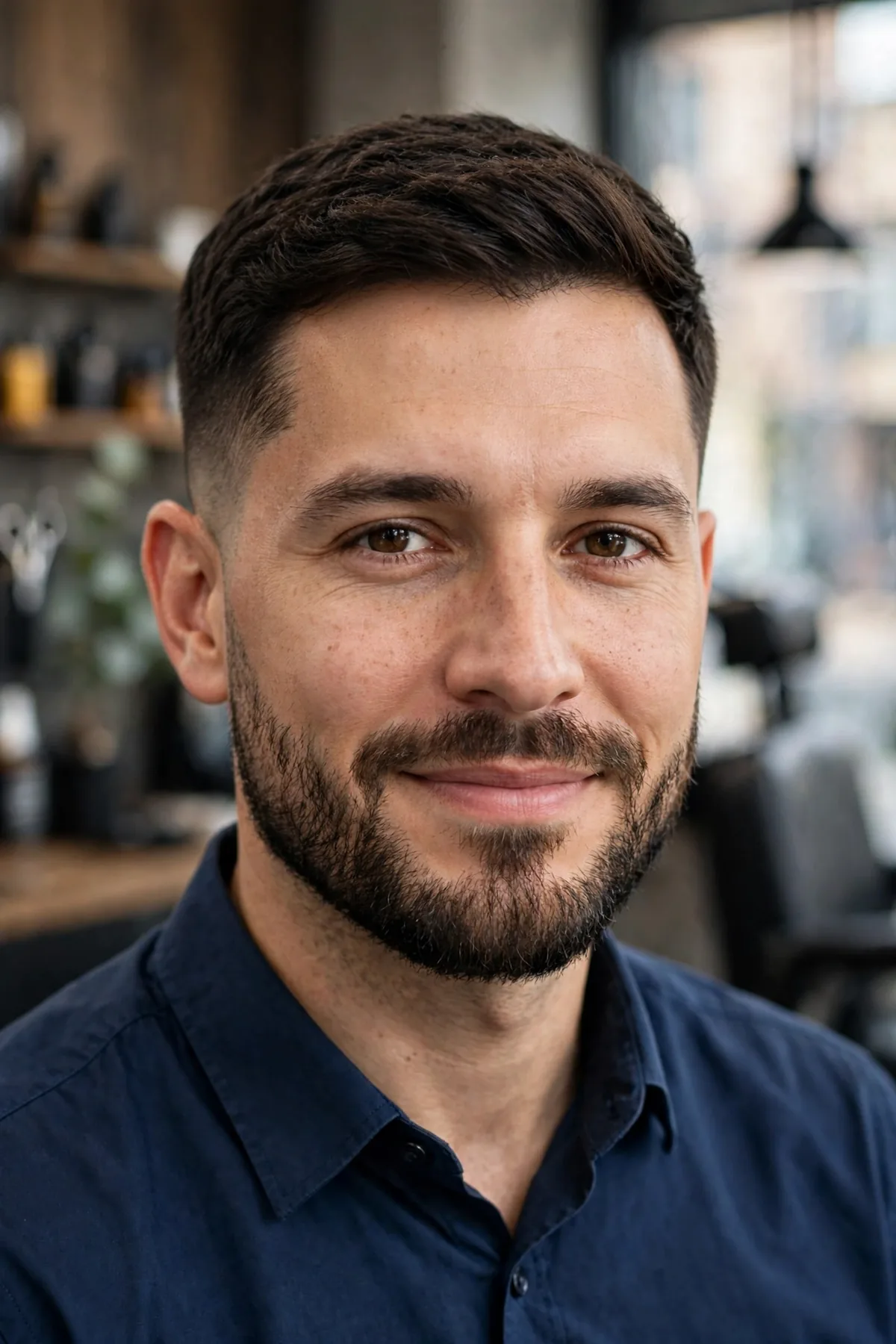 Soft taper beard fade with a natural gradual blend on a professional man