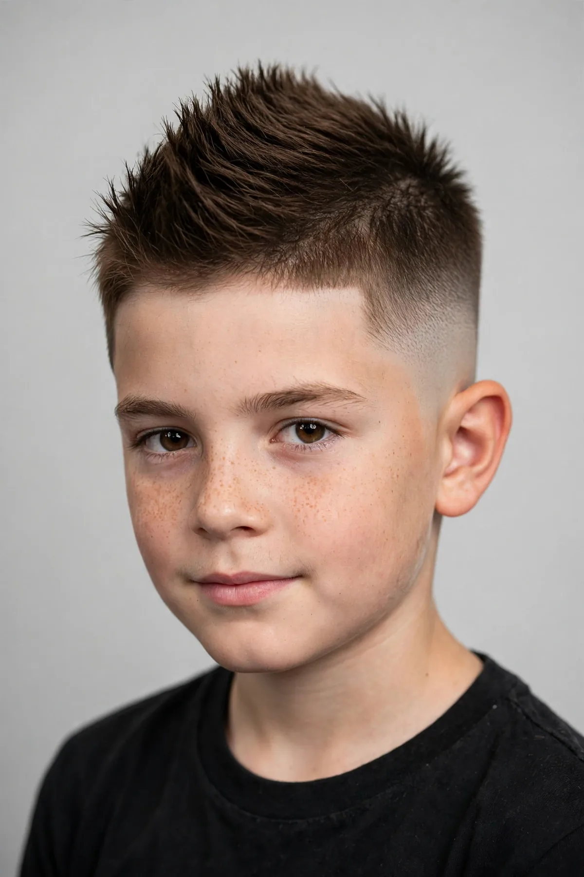 Burst fade with mohawk for boys — curved burst fade around the ears with a bold mohawk strip on top
