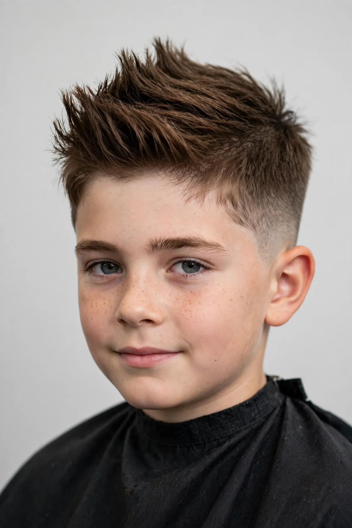 Fade with faux hawk for boys — faded sides with a spiked center strip forming a soft faux hawk