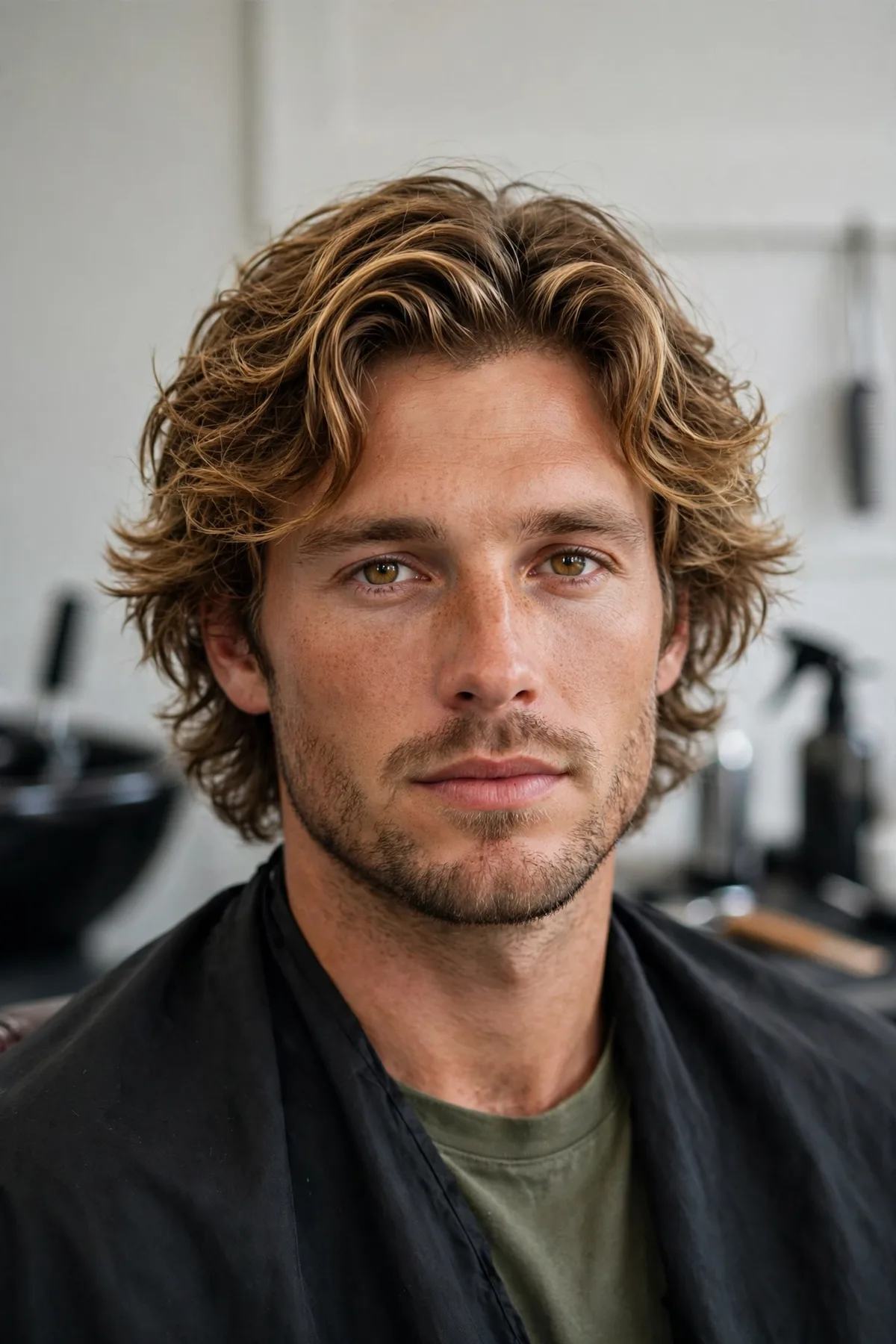 Surfer texture medium length haircut for men with loose beachy waves.