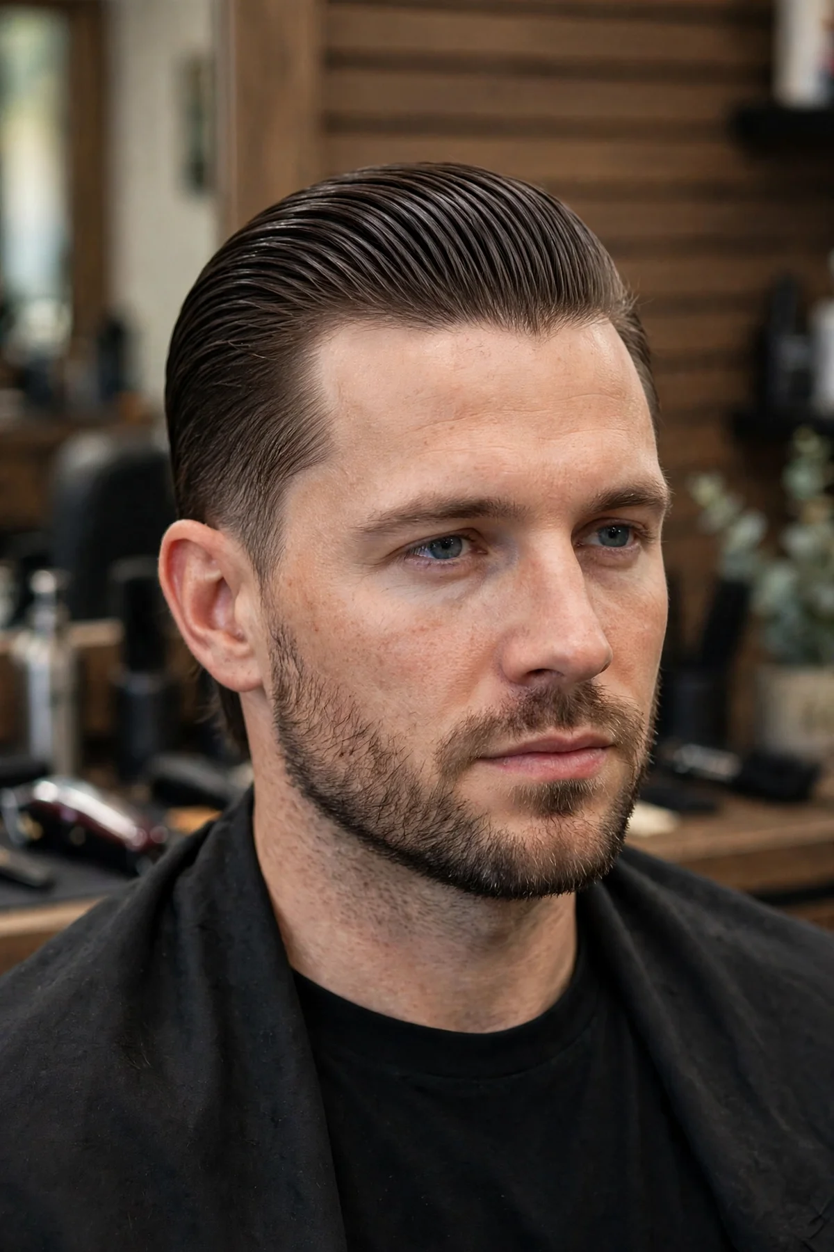Undercut haircut for men with straight hair — shaved sides with long straight hair on top