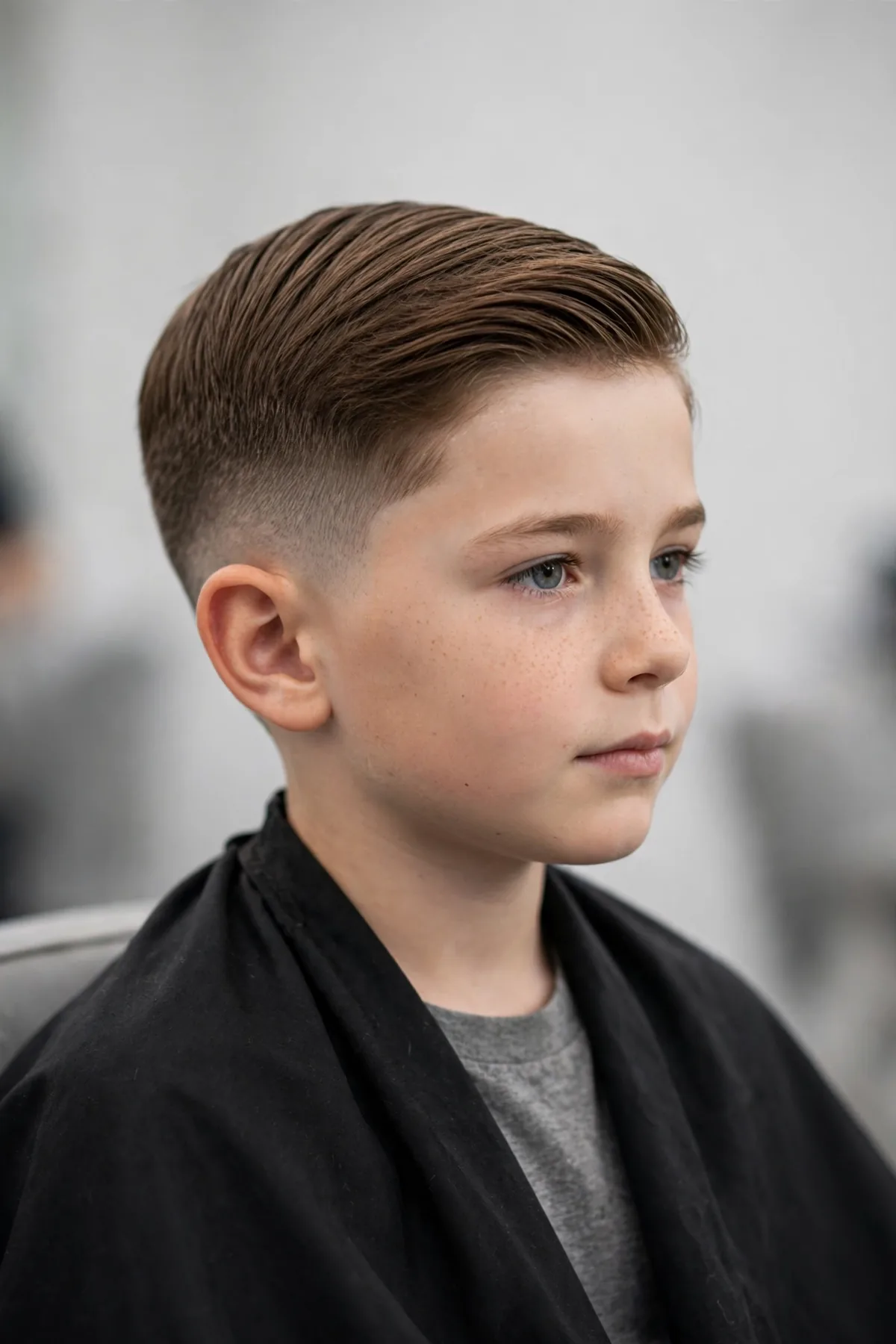 Fade with comb over for boys — neatly faded sides with hair combed over to one side