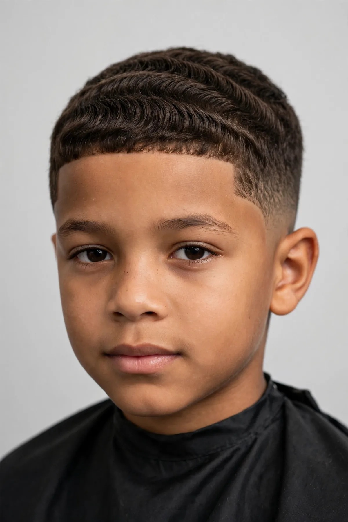 Fade with 360 waves for boys — short faded cut with circular 360 wave patterns on top