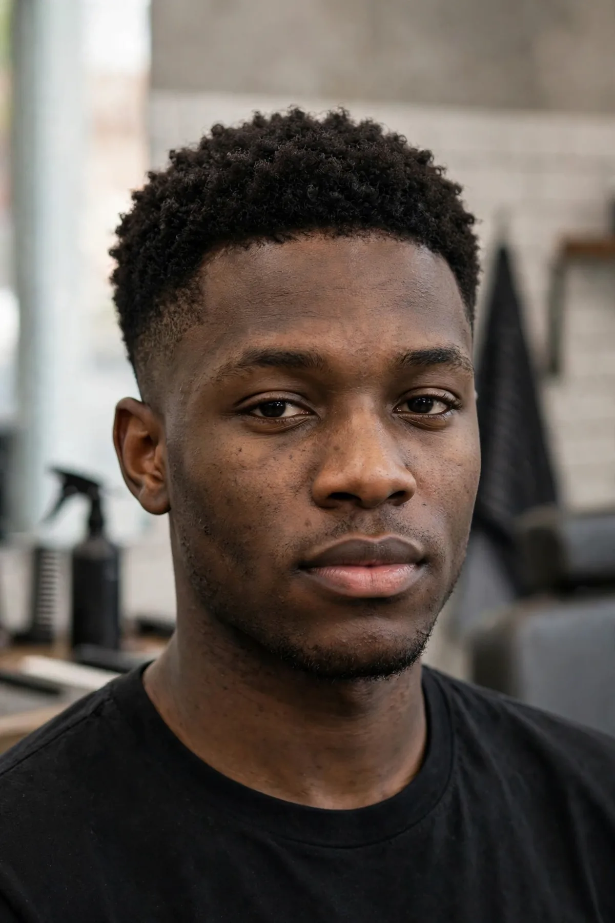 Short blowout haircut for men with compact volume and low taper fade, low maintenance