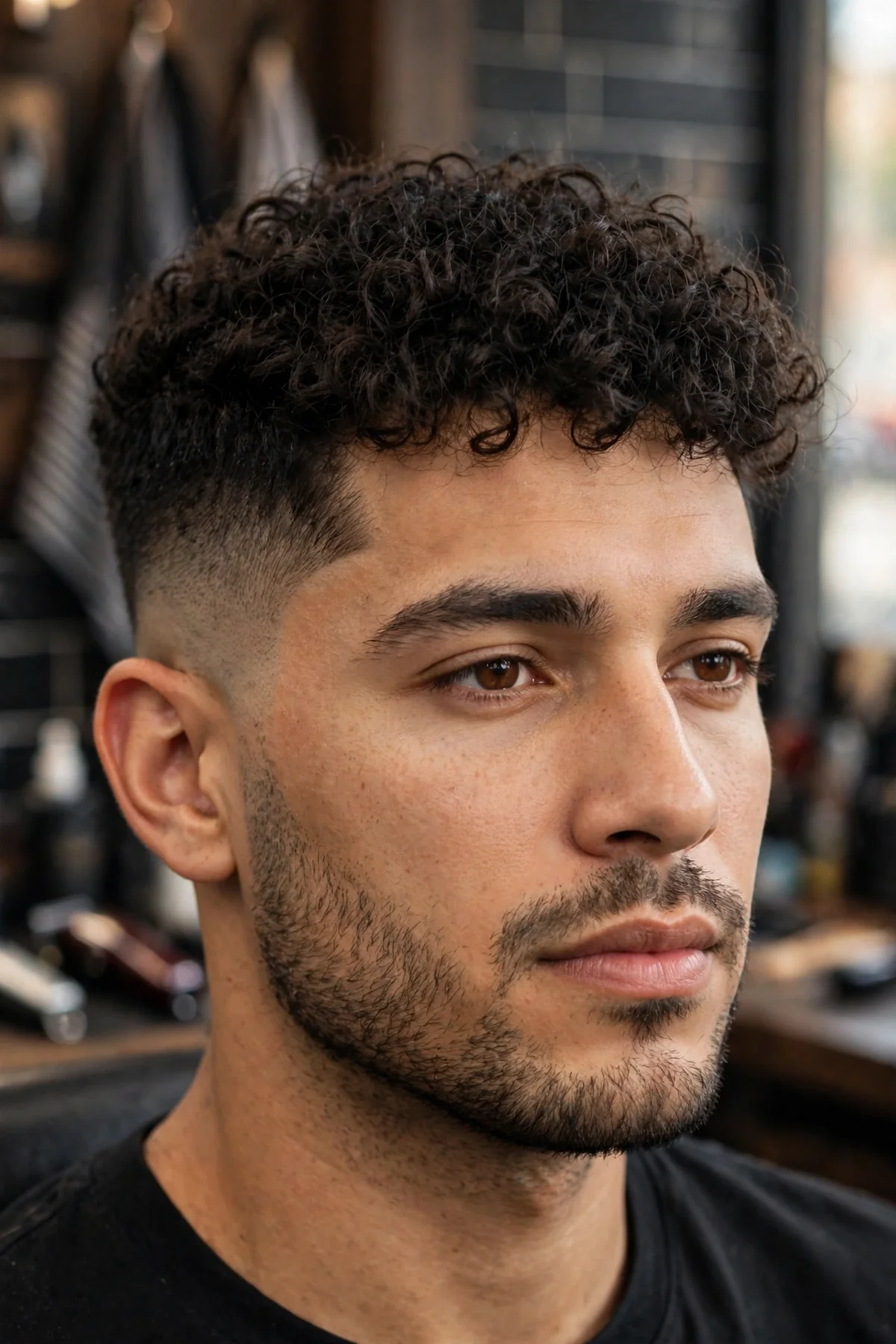 16 guard cut with a high fade contrasting two inches of hair on top with a high-contrast fade.