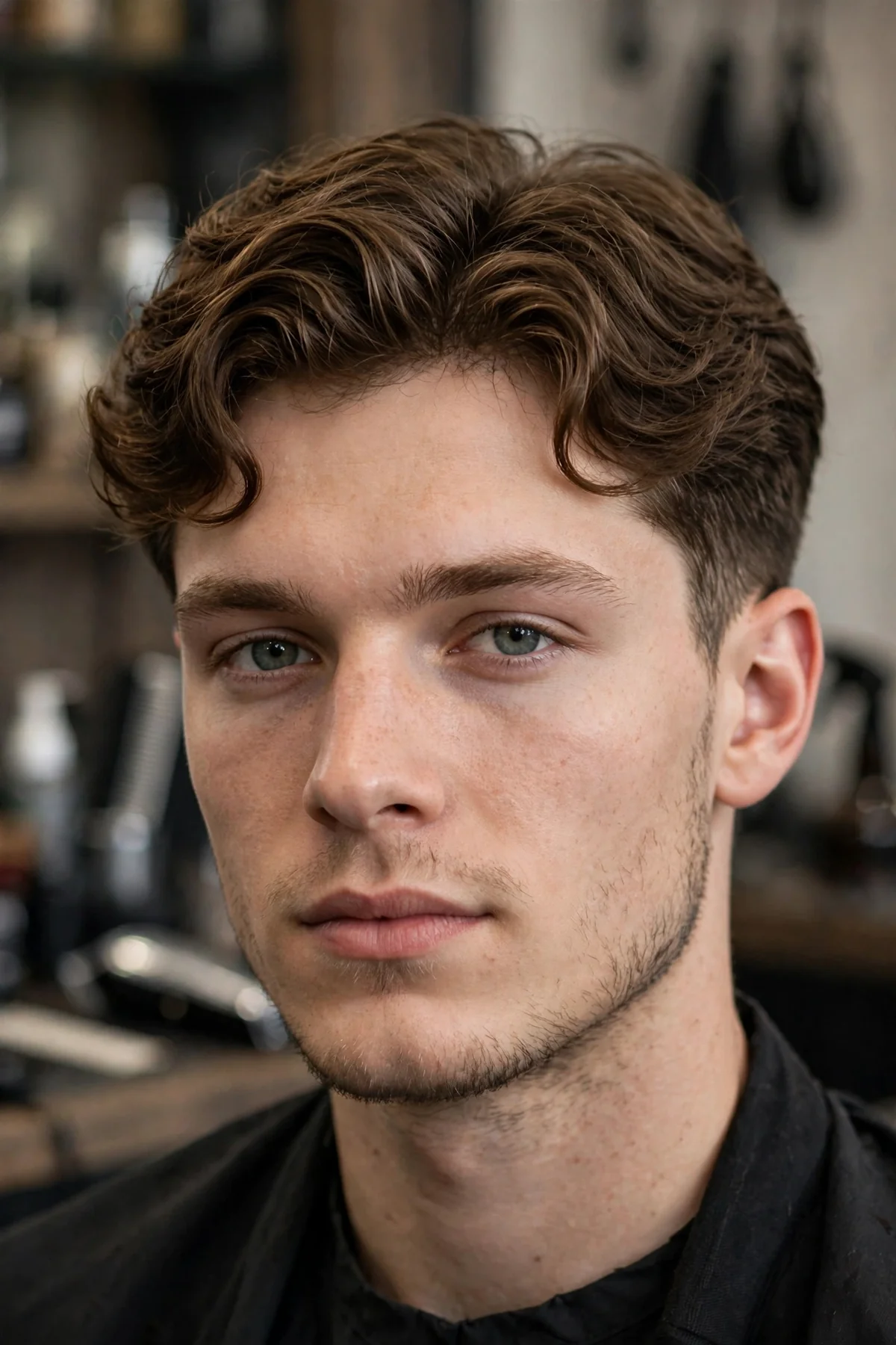 16 guard cut for wavy hair with two inches of loose waves adding movement on top.