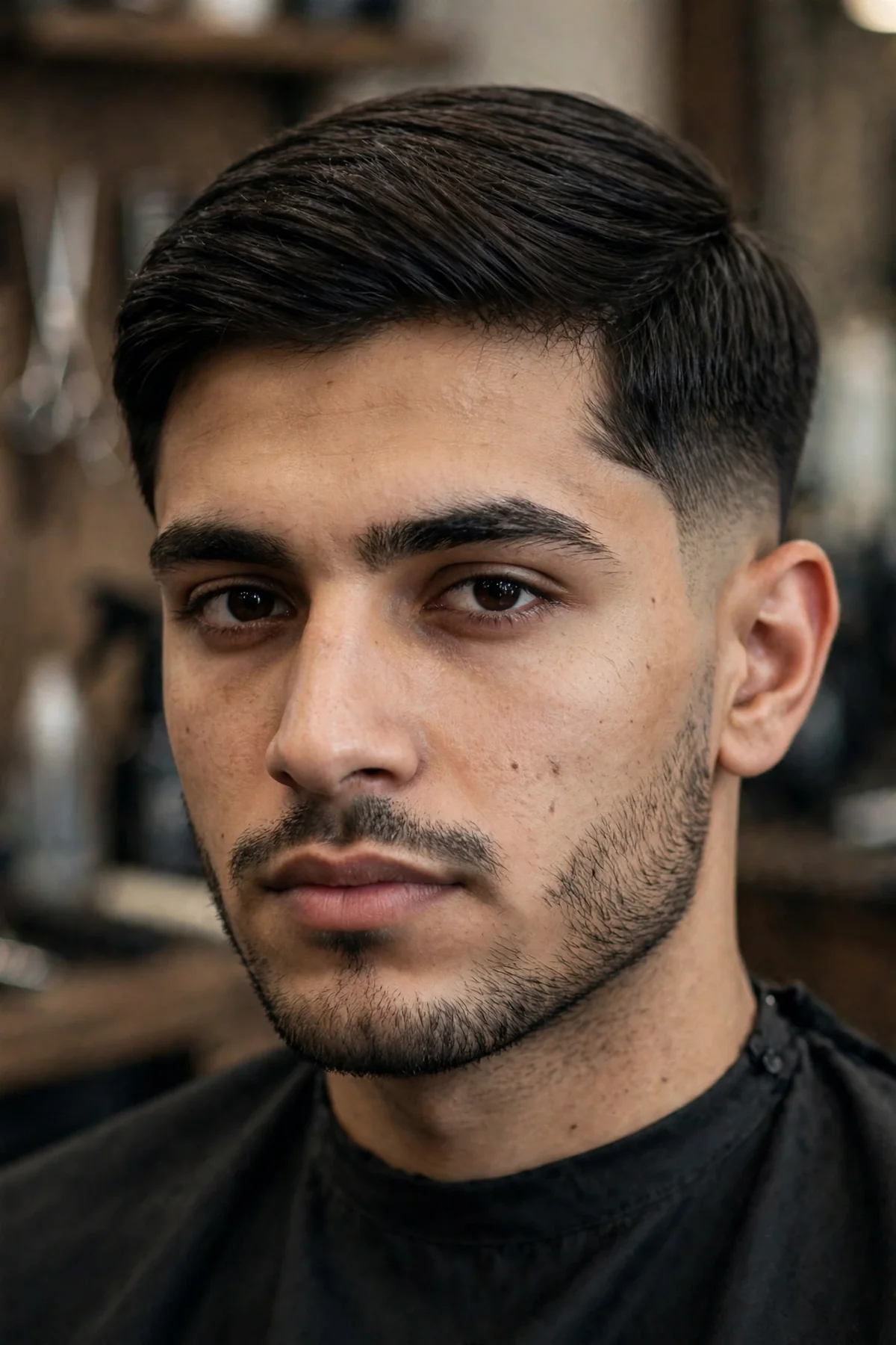 16 guard cut for straight hair showing two inches of clean even straight hair on top.