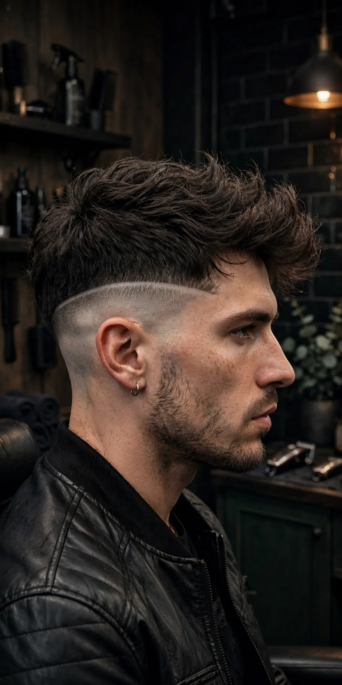 Disconnected undercut for men — hard line between long top and clipped sides, an edgy best haircut for men