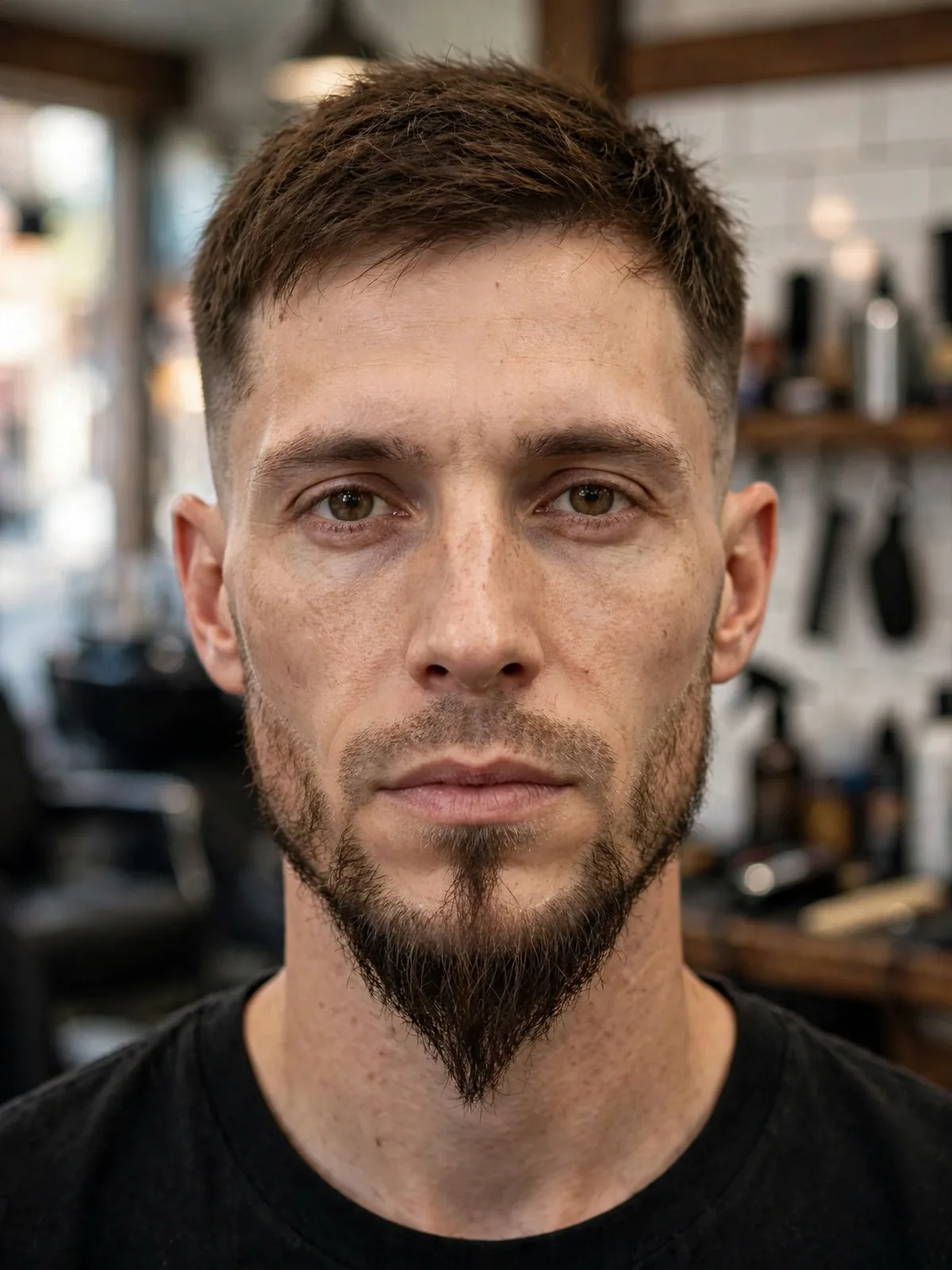 Faded ducktail beard with a pointed chin and faded sideburn transition