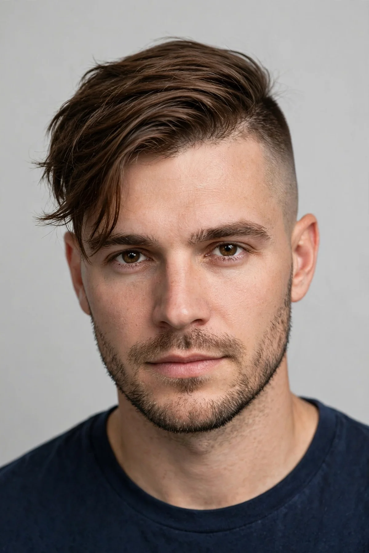 Undercut with length — long medium top with sharp disconnected short sides.