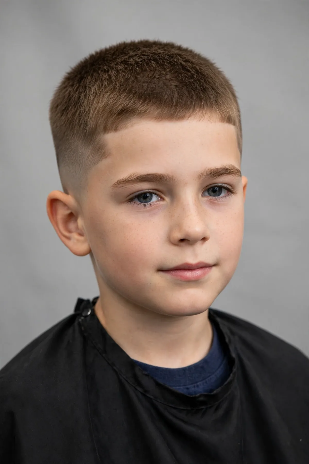 Fade with crew cut for boys — classic short crew cut top with clean faded sides