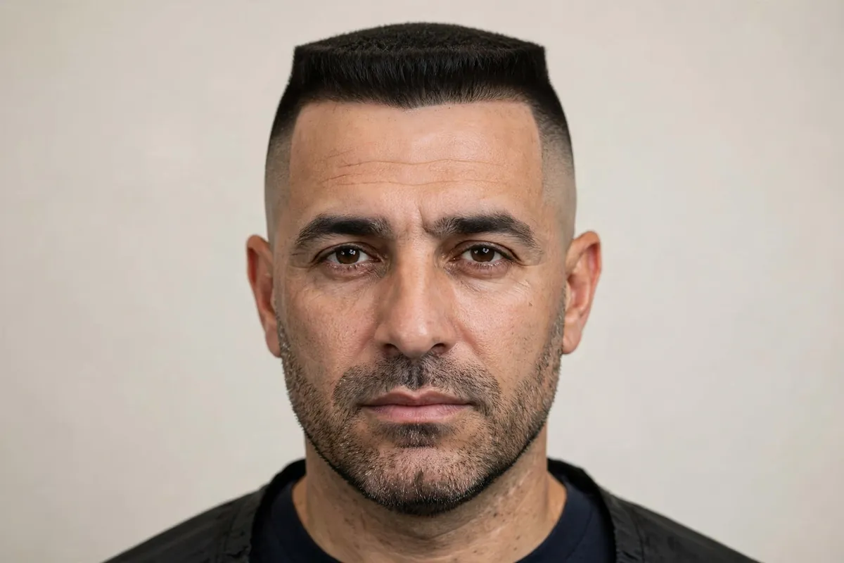 Flat top taper fade haircut for men — square flat top with a high tapered fade