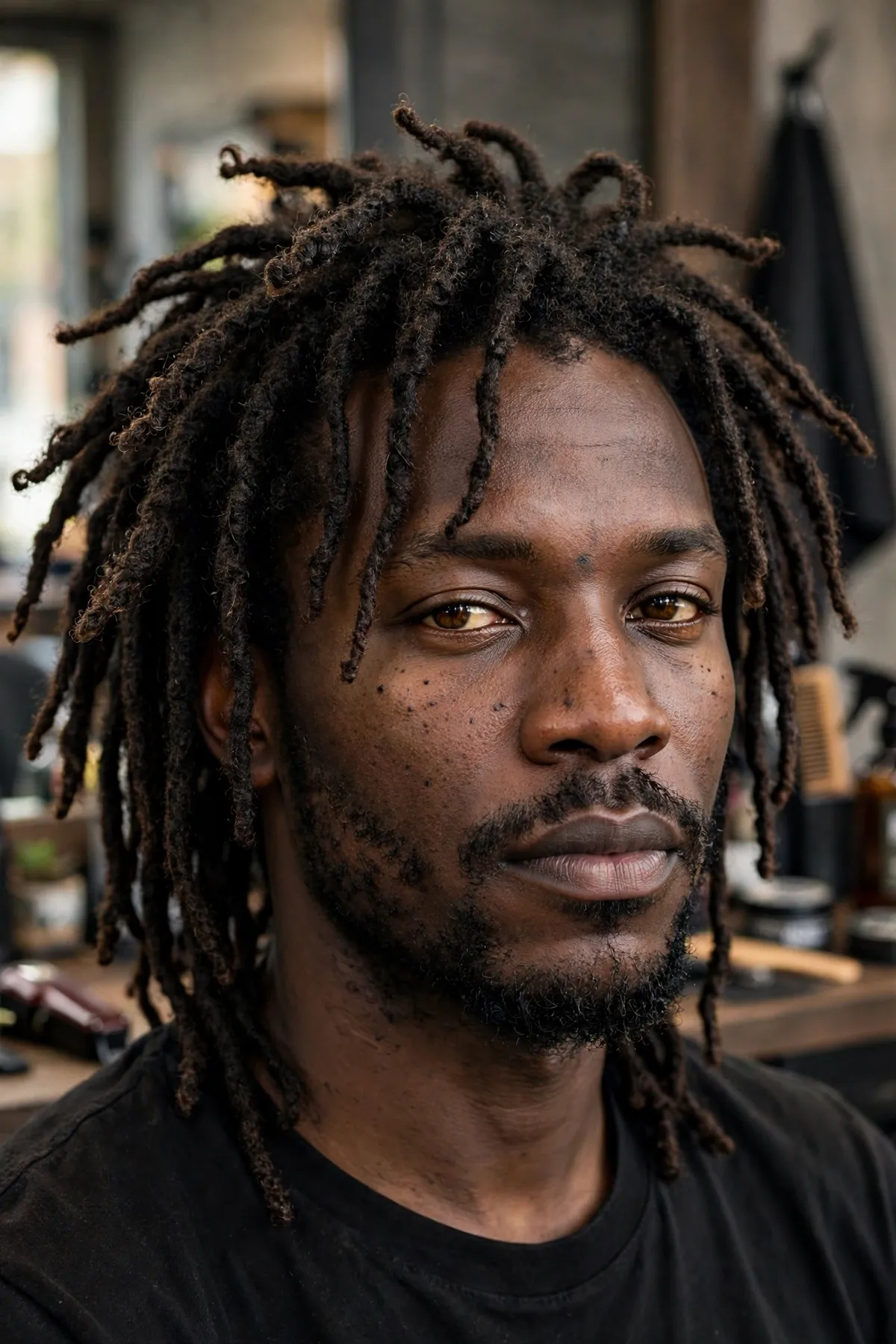 Freeform dreads black men haircut with natural unlocked loc texture