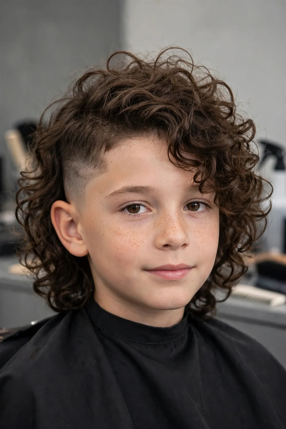 Temple fade with long curls for boys — faded temples with long natural curls flowing on top