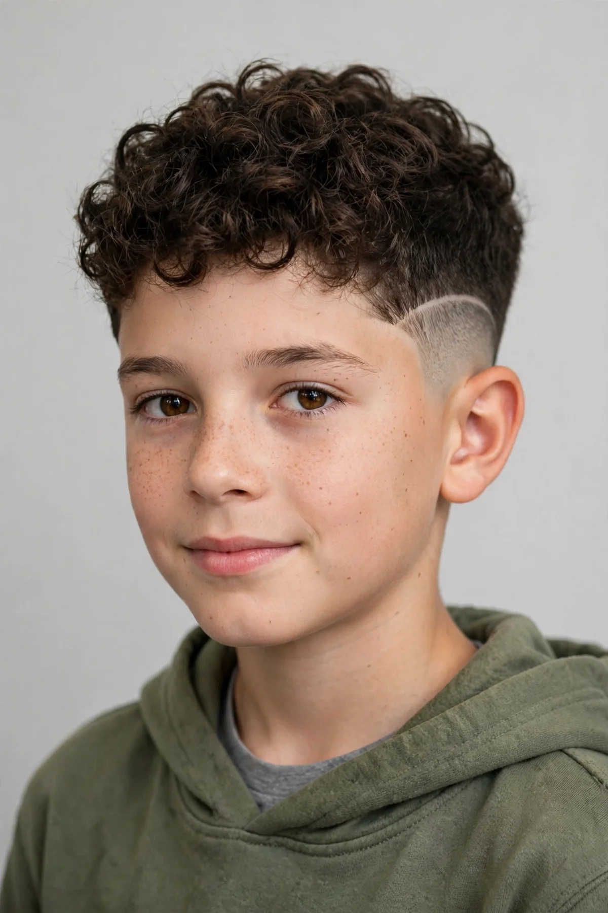 Drop fade boys haircut with curly long top — natural curls on top with a drop fade
