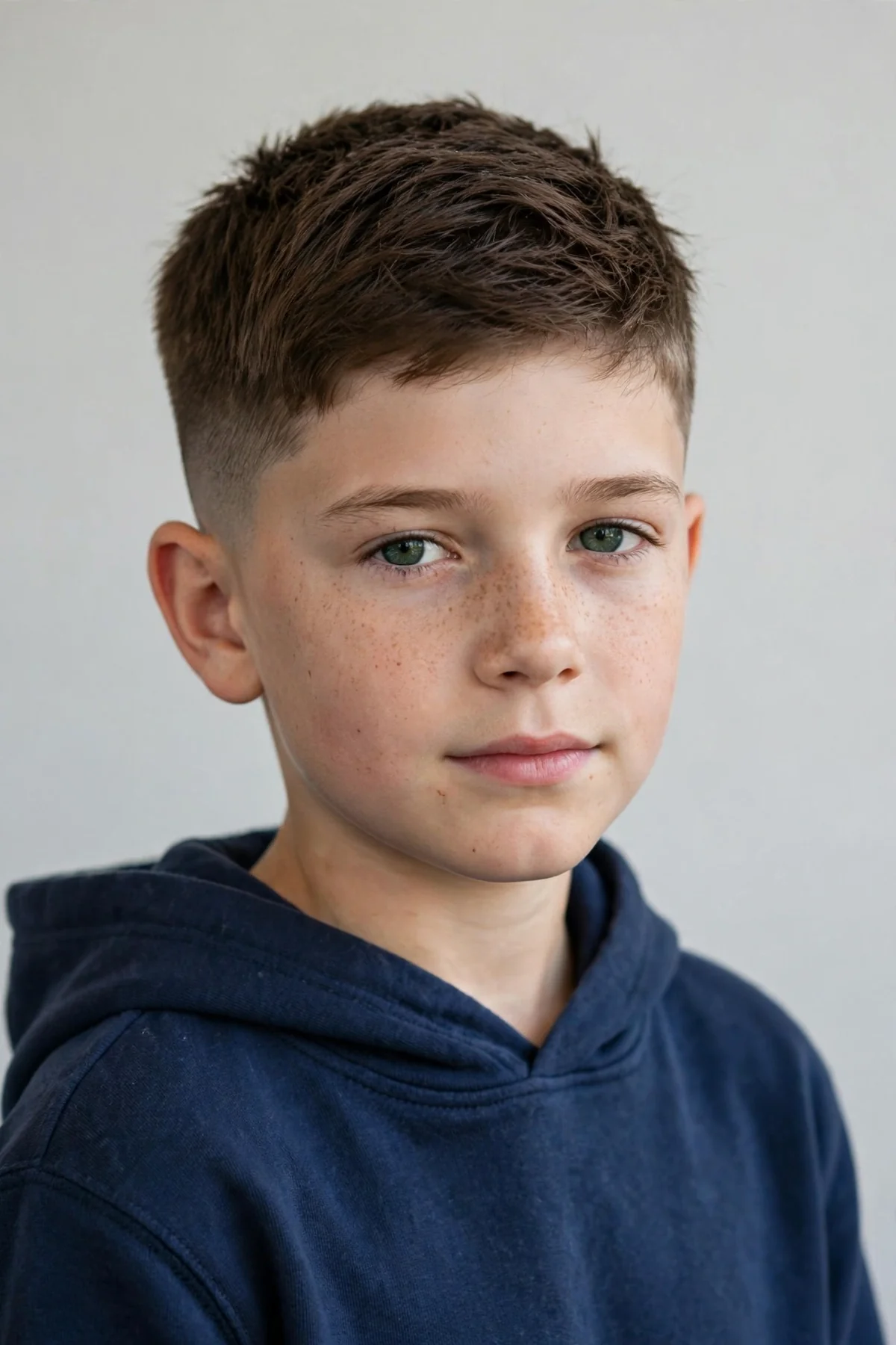 Crew cut boys haircut with extra length on top — short neat crew with longer top and tapered sides