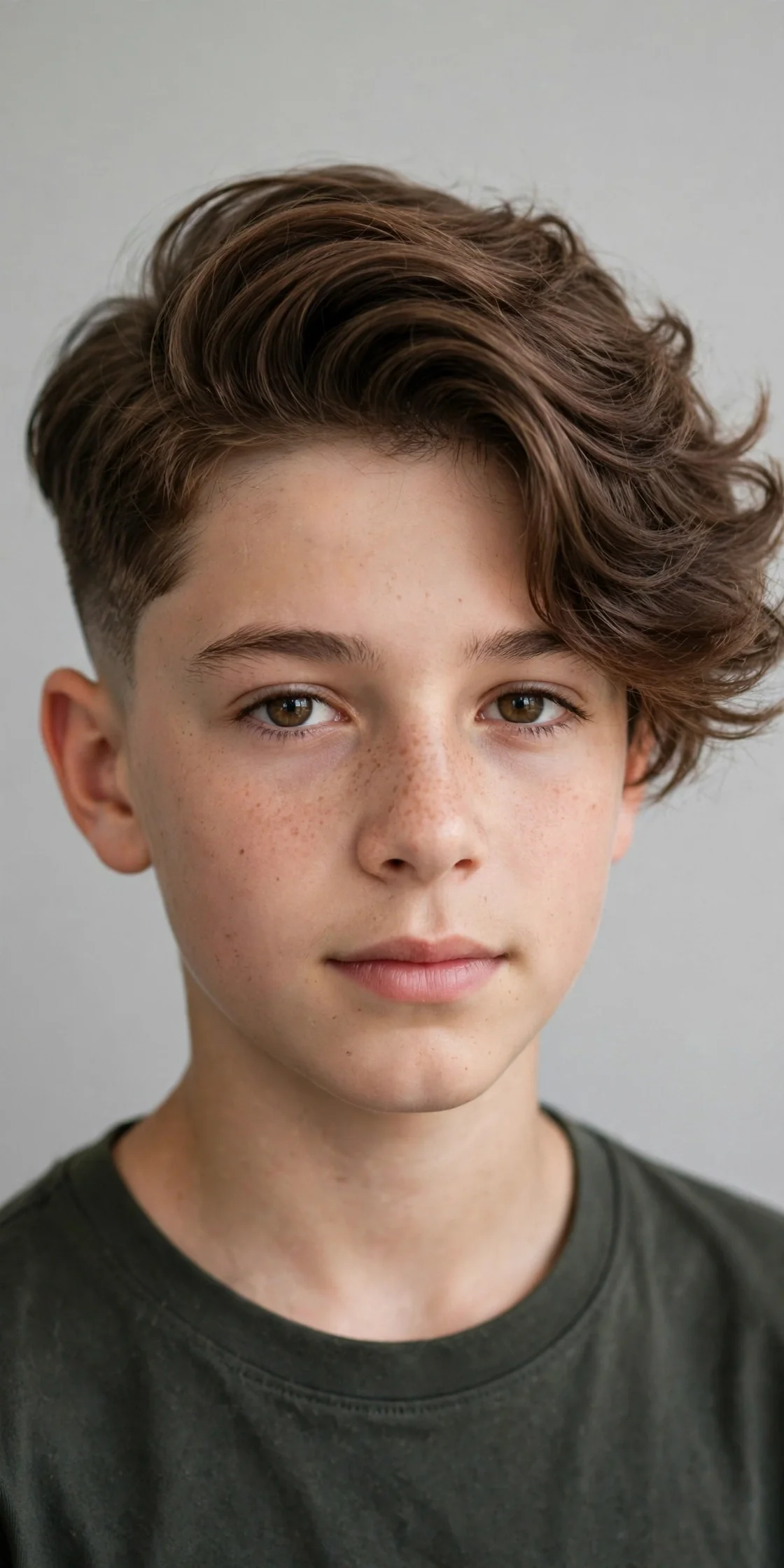 Boy with a bro flow haircut, long flowing wavy top and short tapered sides