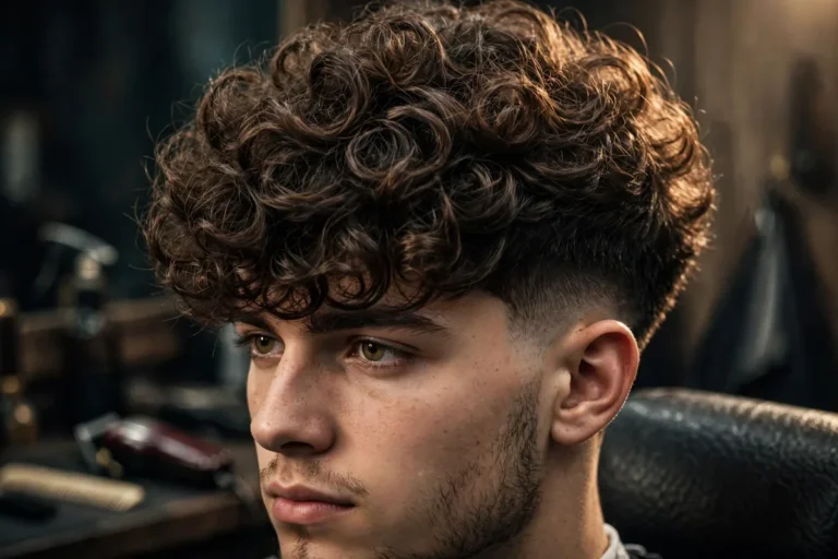 Featured collage of the best broccoli haircuts for men — voluminous curly fringes with tapered sides on diverse men.