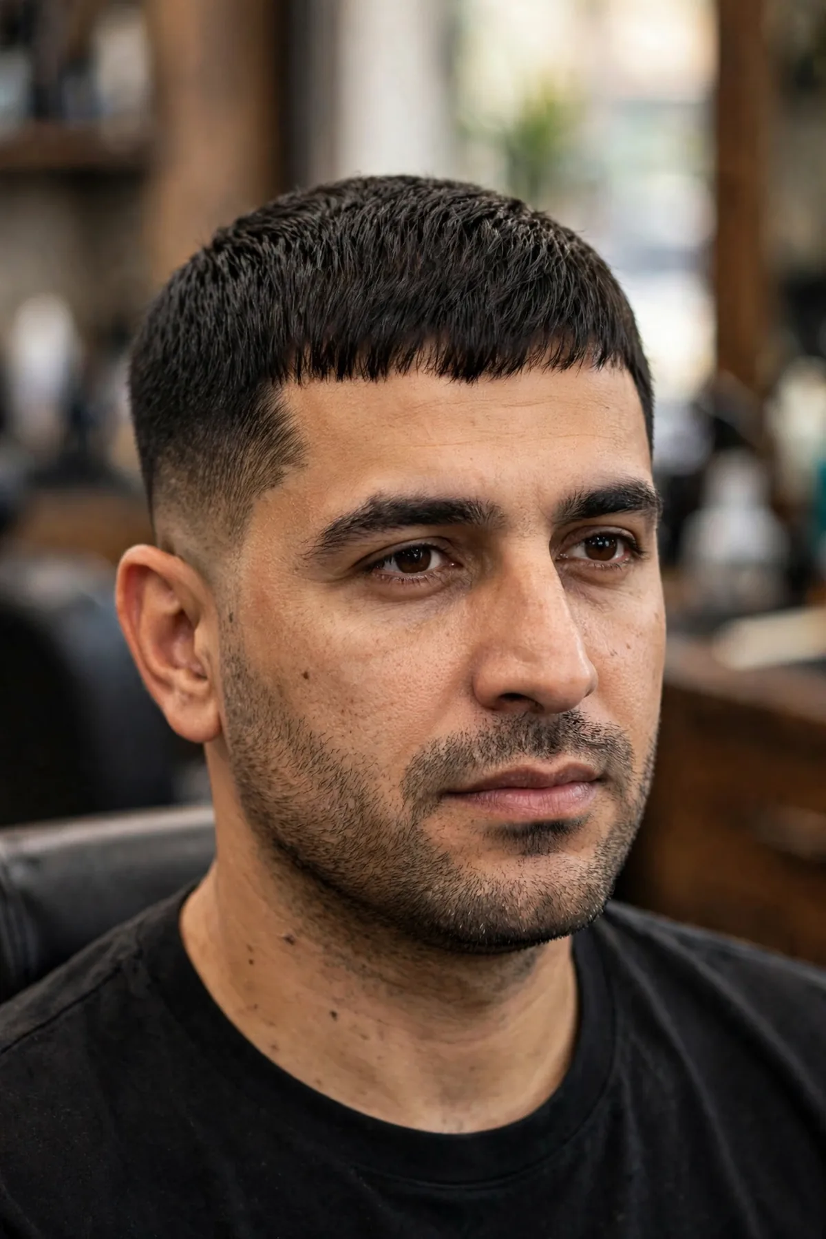 Caesar taper haircut for men — classic Caesar top with a neat gradual taper on the sides
