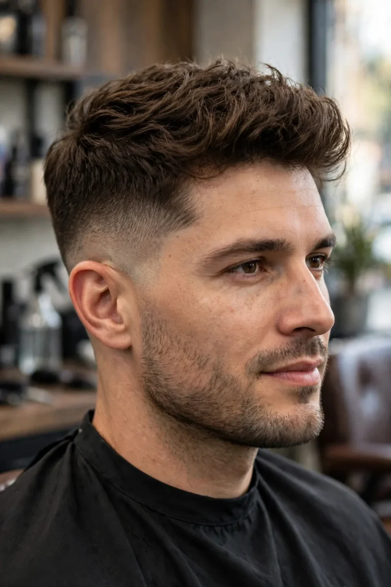 Featured collage of the 30 best shadow fade haircuts for men, soft stubble shadow gradients on sides, various textured tops
