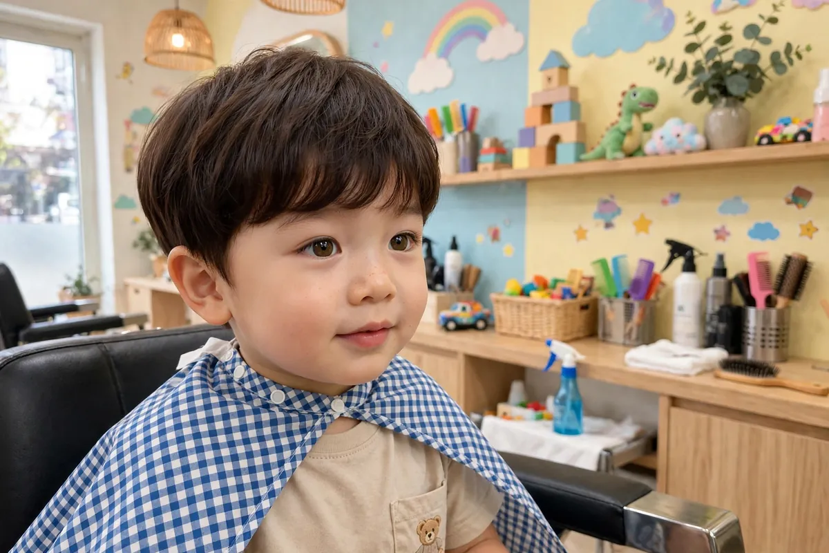 Soft mushroom cut Korean boy haircut with rounded soft layers and gentle fringe