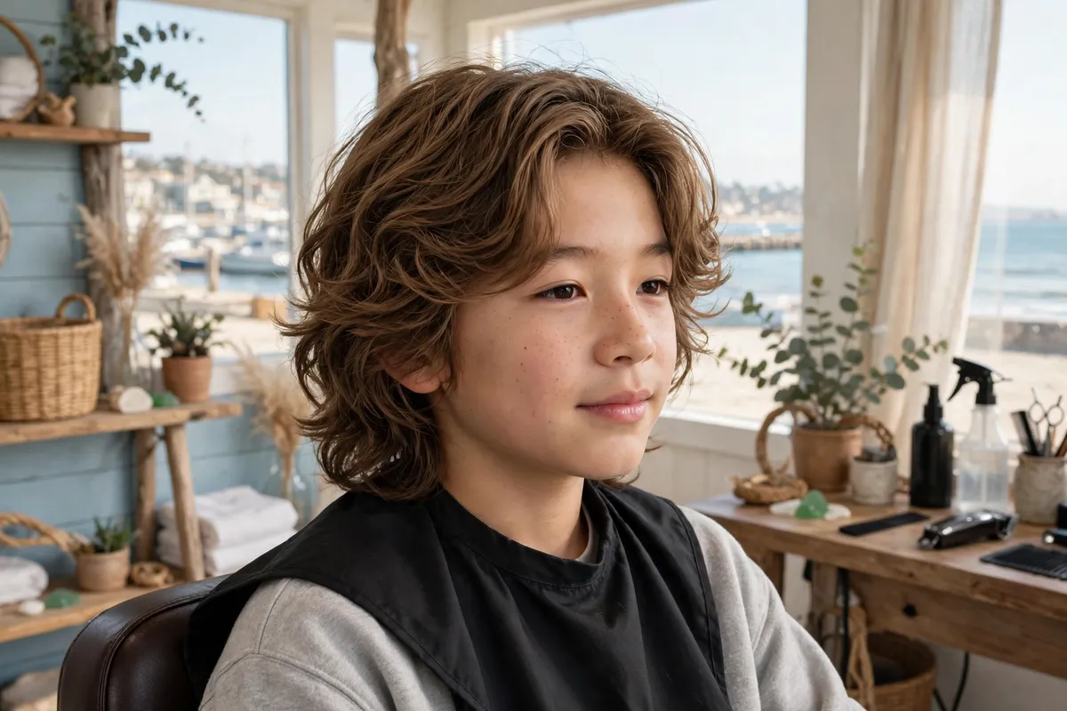 Loose beach-wave layers Korean boy haircut with relaxed wavy long layers