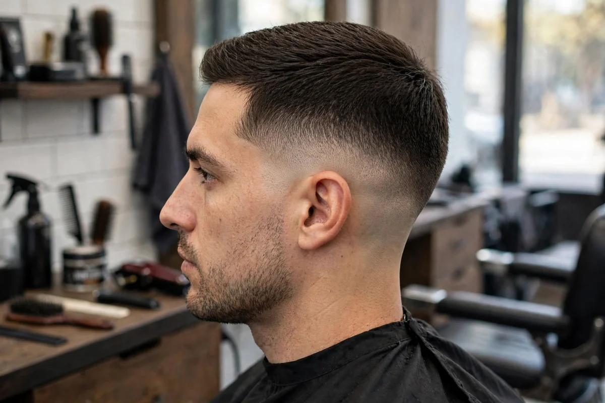 Classic mid taper fade haircut for men with neat sides and natural length on top