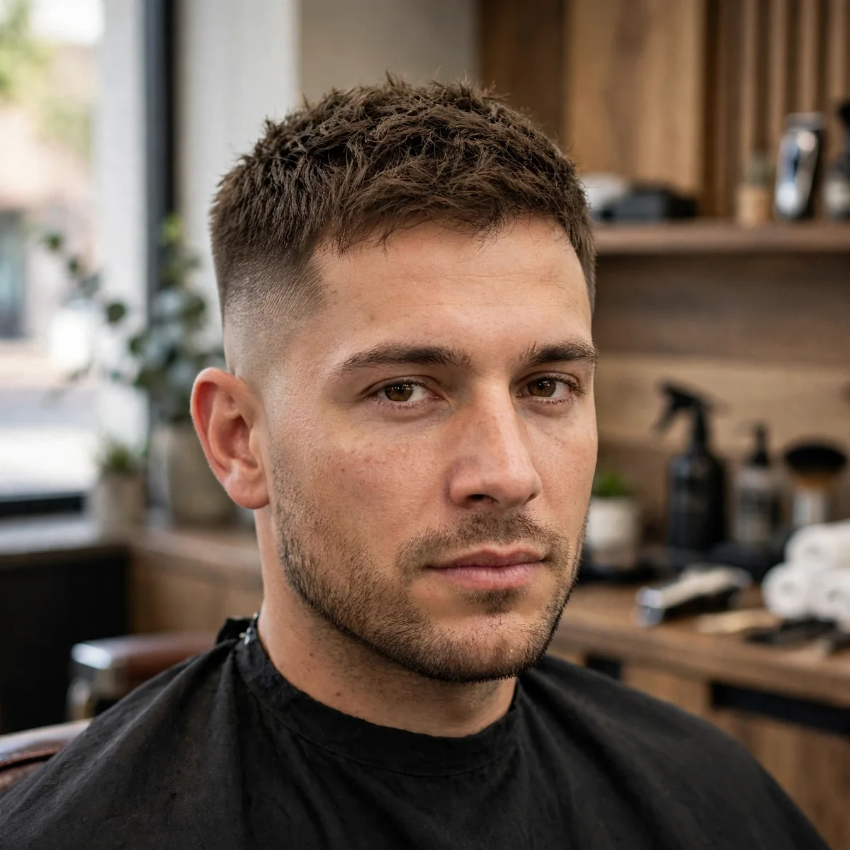 Military mid fade haircut for men with mid level fade and short textured top
