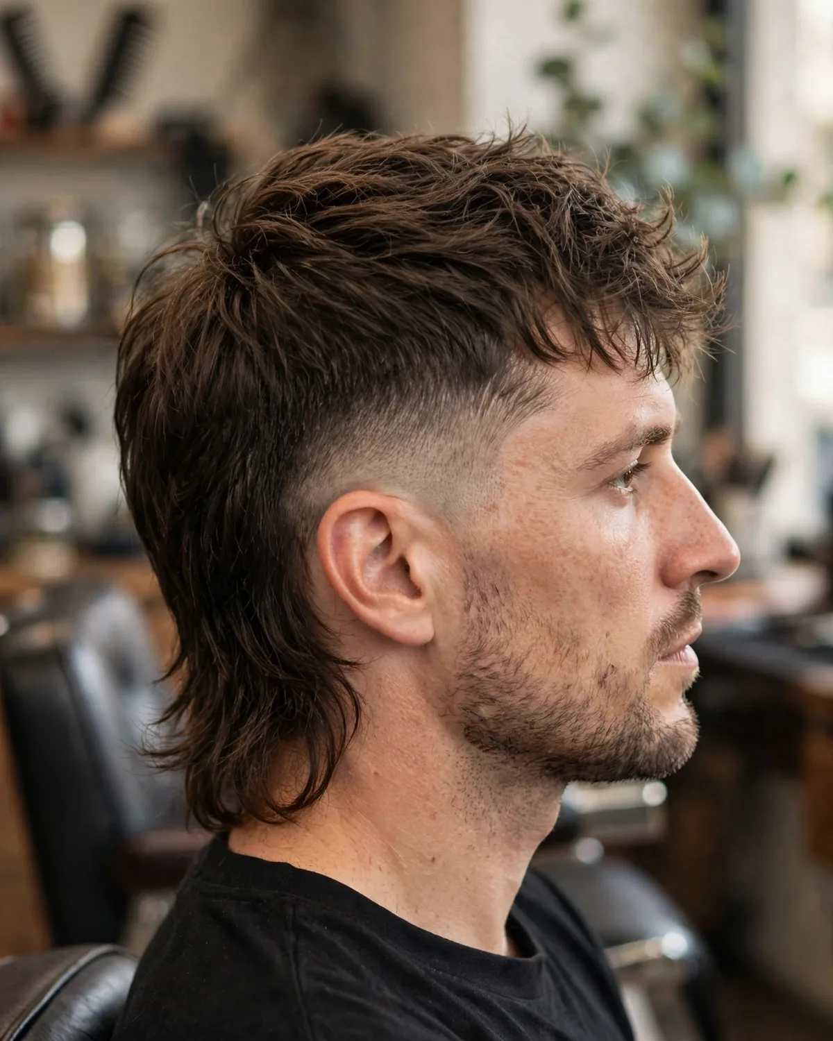 Mid fade modern mullet haircut — balanced mid fade on the sides with textured top and defined length down the back