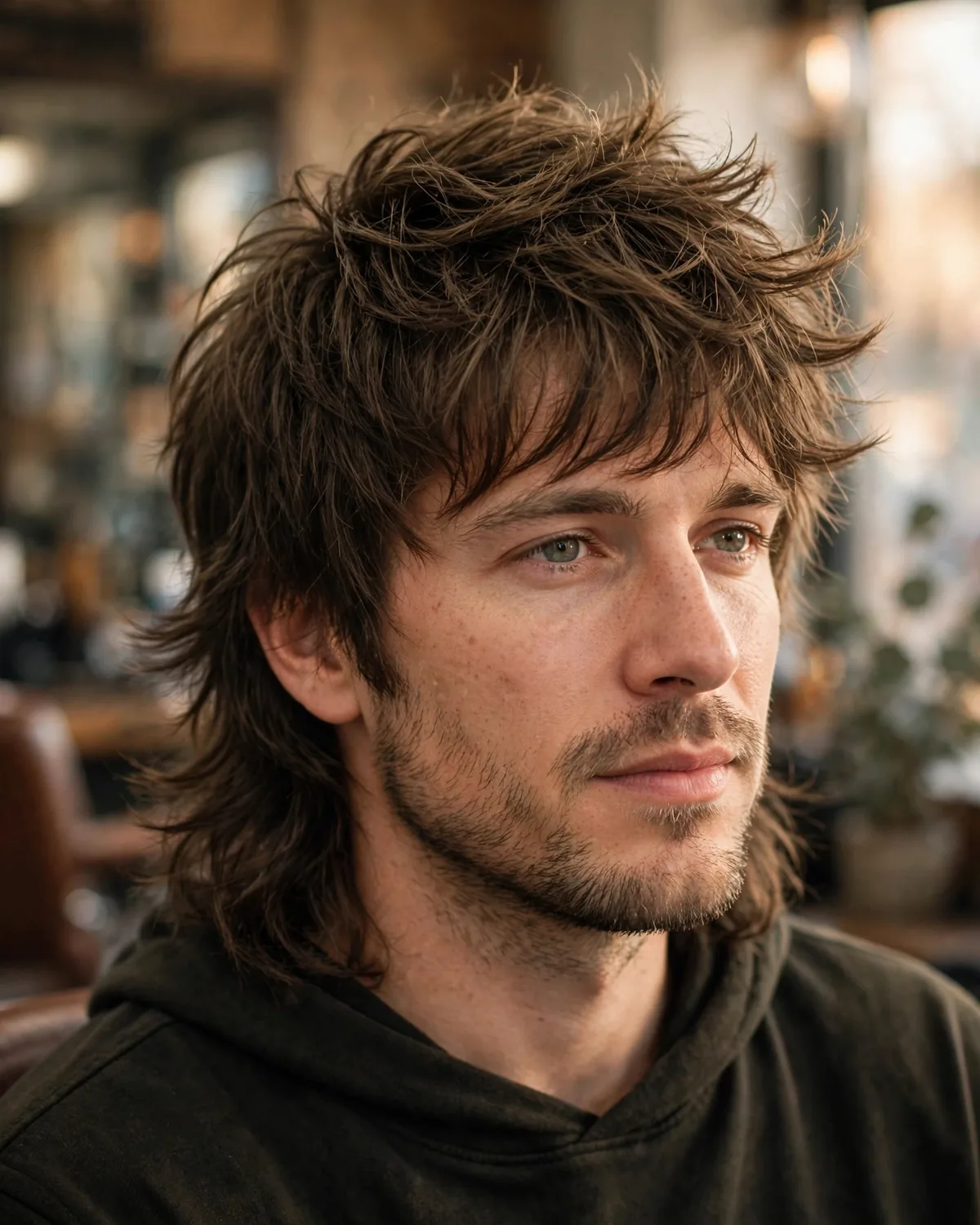 Shaggy modern mullet haircut — feathered shag layers with soft movement and a long textured back