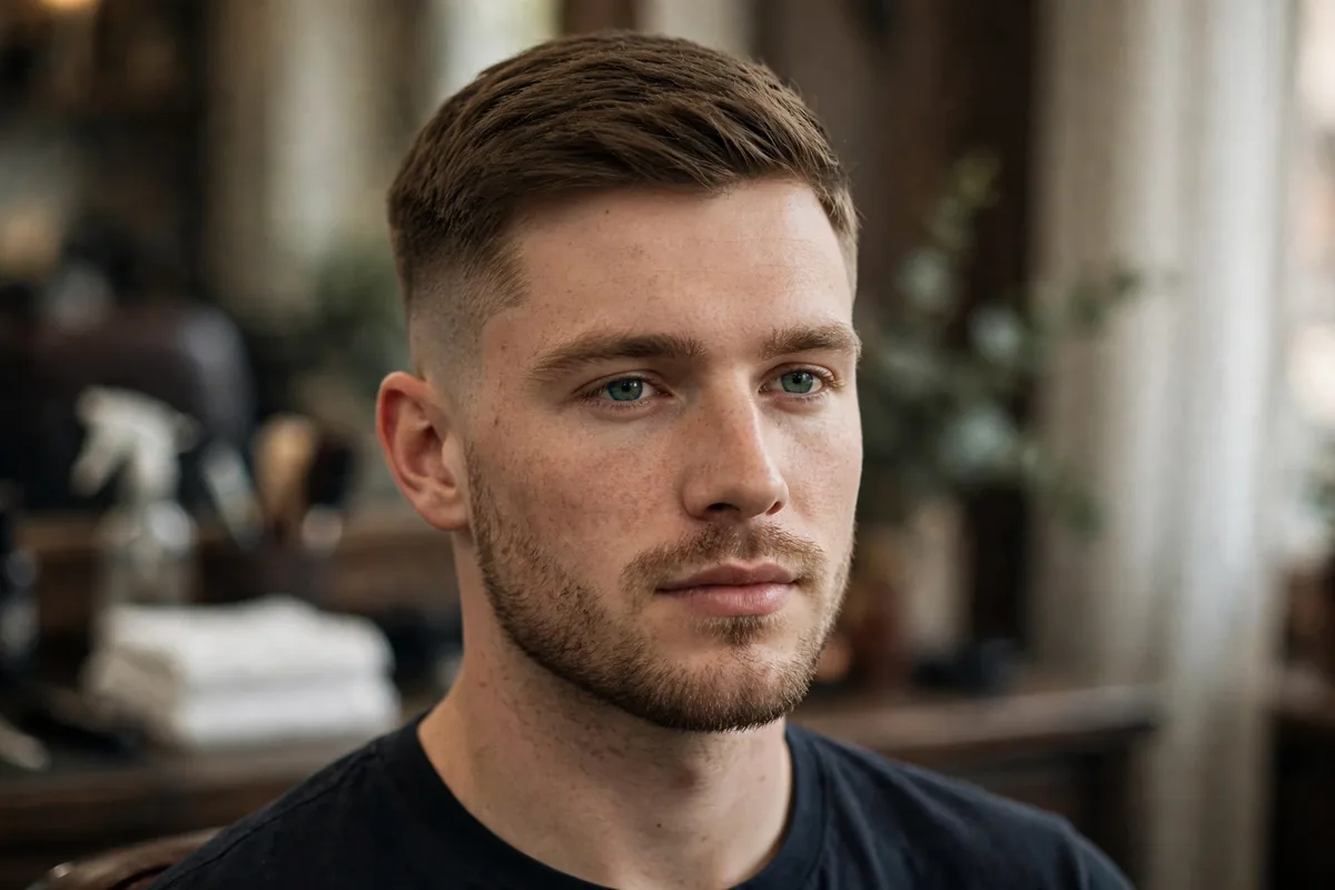 Short back and sides old money haircut men — clean tapered top with neat short sides