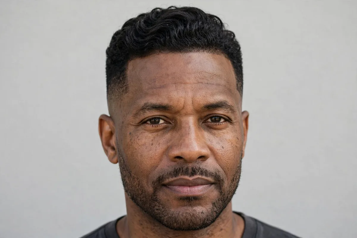 Tapered executive contour old money haircut — precise tapered sides with a neat side-swept top