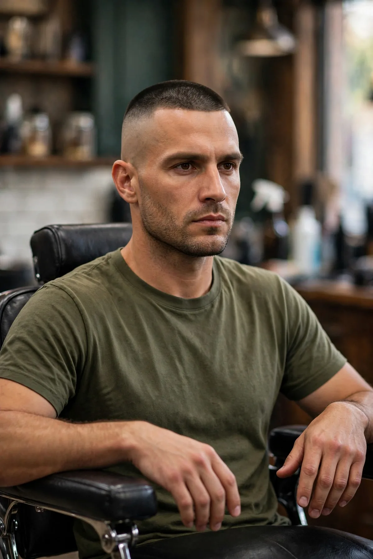High and tight very short haircut for men — shaved high sides with short top