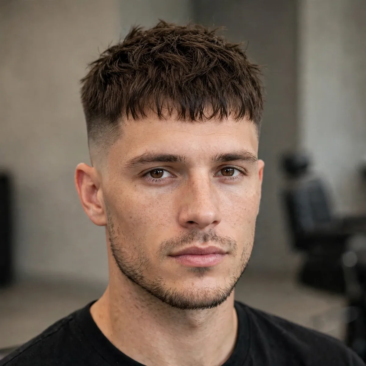 Textured crop with a high skin fade, choppy top and skin-tight faded sides