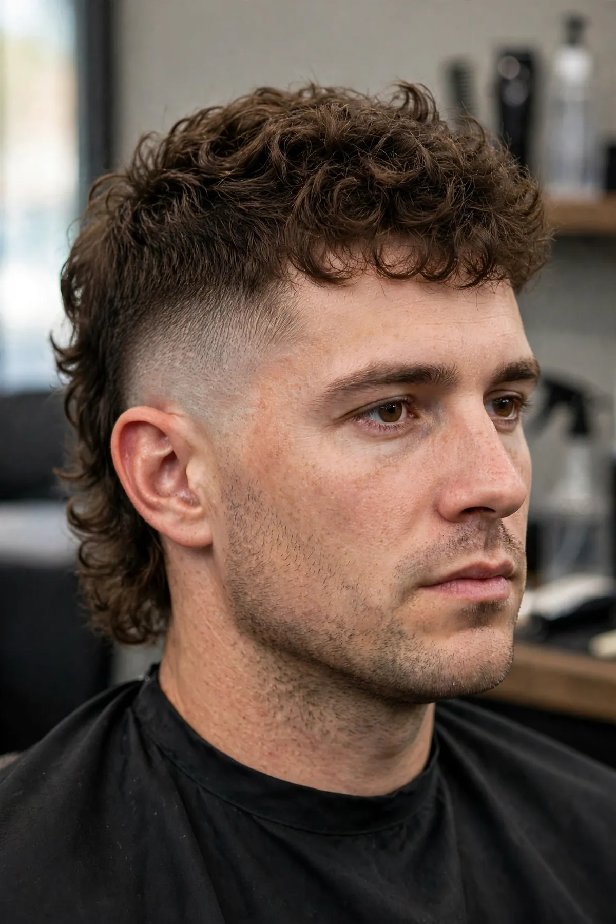 Mid skin fade with a choppy textured fringe — forward-styled jagged fringe over a mid skin fade, a trendy fade haircut for men